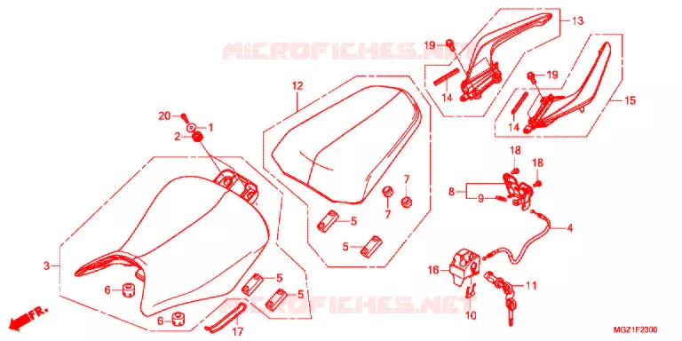 SELLE - POIGNEE ARRIERE Honda MOTO 400 CB 2016  CB400FD