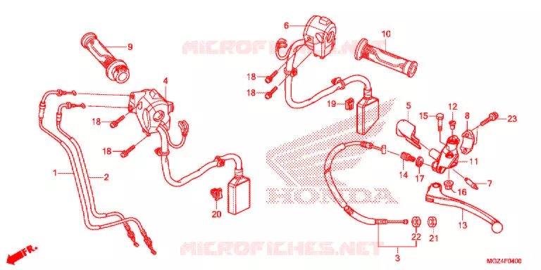 LEVIER DE GUIDON - CABLE - COMMODO Honda MOTO 500 CBR 2015  CBR500RF_A