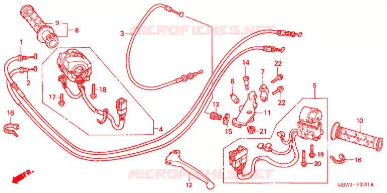 LEVIER DE GUIDON - CABLE - COMMODO ('01-'06) Honda MOTO 600 CBR 2004  CBR600F44