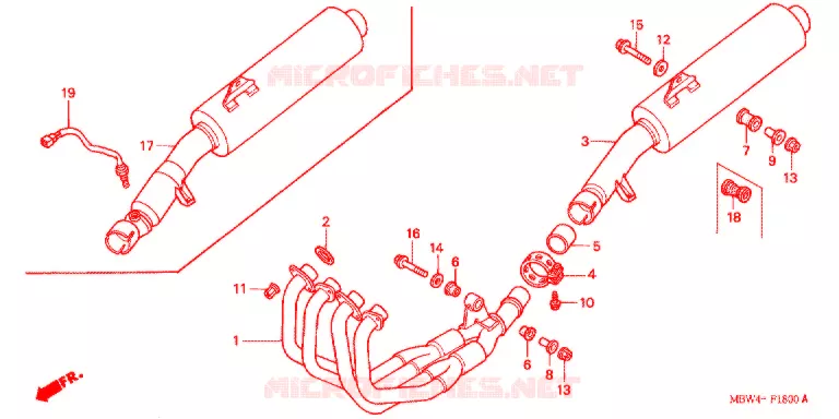 SILENCIEUX D'ECHAPPEMENT Honda MOTO 600 CBR 2004  CBR600F44