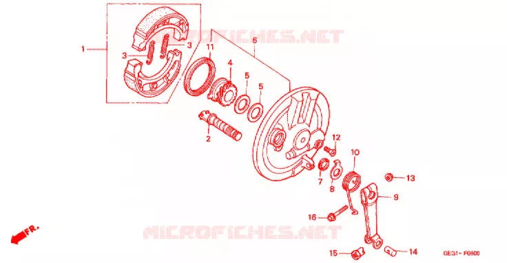 FLASQUE - MACHOIRES DE FREIN AVANT Honda MOTO 50 BENLY 2007  CD507