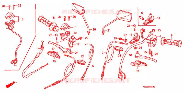 LEVIER DE GUIDON - CABLE - COMMODO Honda MOTO 125 CG 2009  CG125CKS9