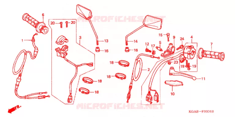 LEVIER DE GUIDON - CABLE - COMMODO (CG125ES1/ES) Honda MOTO 125 CG 2005  CG125ES4