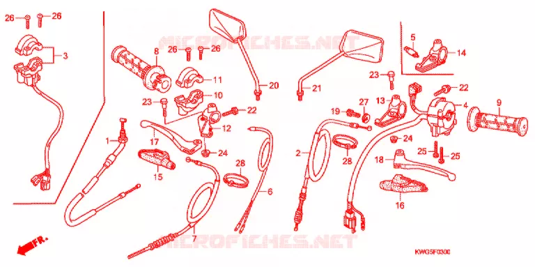 LEVIER DE GUIDON - CABLE - COMMODO Honda MOTO 125 CG 2009  CG125ES9