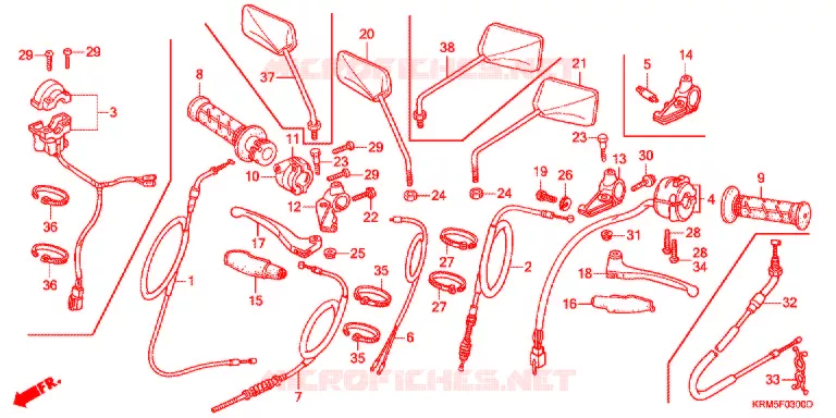 LEVIER DE GUIDON - CABLE - COMMODO Honda MOTO 150 CG 2007  CG150ESD7