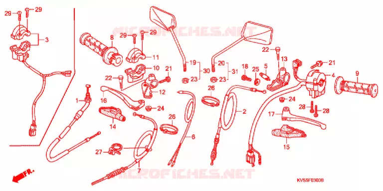 LEVIER DE GUIDON - CABLE - COMMODO Honda MOTO 150 CG 2009  CG150KS9