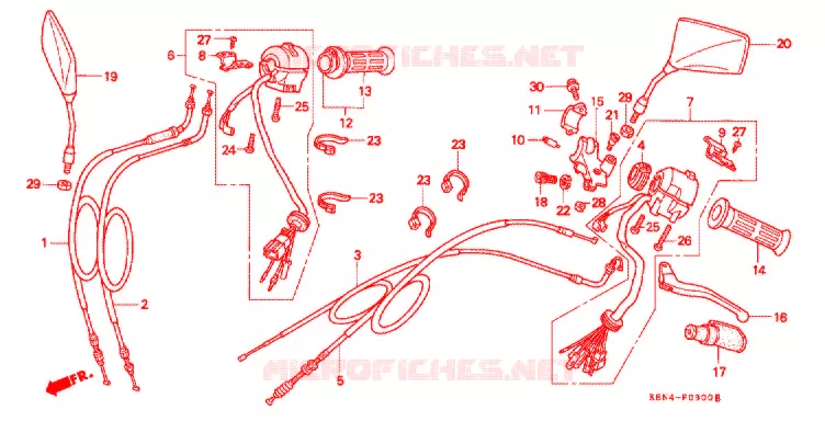 COMMODOS - POIGNEES Honda MOTO 250 REBEL 2001  CMX250C1