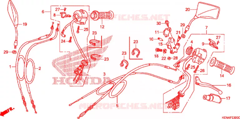 LEVIER DE GUIDON - CABLE - COMMODO Honda MOTO 250 REBEL 2003  CMX250C3