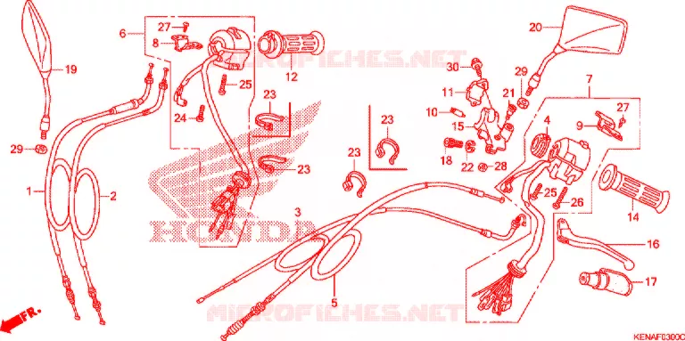 LEVIER DE GUIDON - CABLE - COMMODO Honda MOTO 250 REBEL 2008  CMX250C8