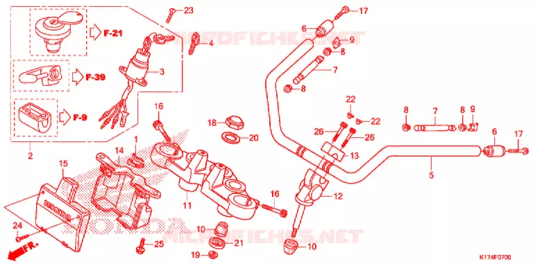 GUIDON Honda MOTO 250 REBEL 2015  CMX250XF