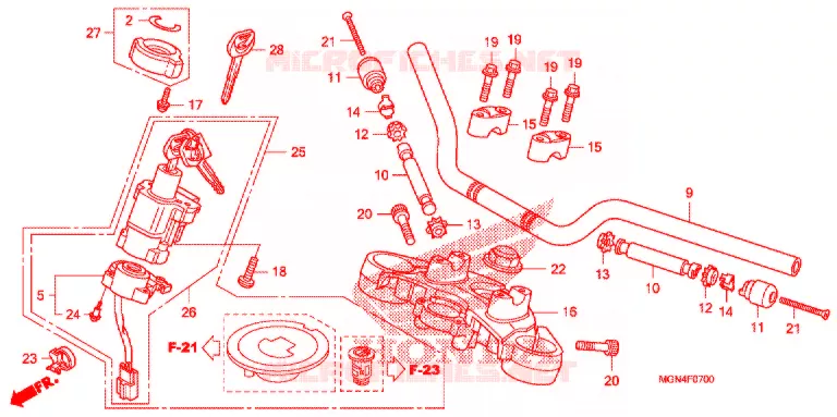 GUIDON - TE DE FOURCHE Honda MOTO 600 CBF 2011  CBF600SAB