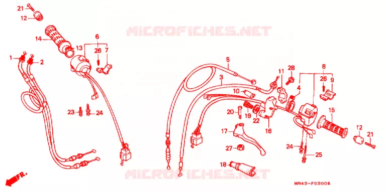 LEVIER DE GUIDON - CABLE - COMMODO Honda MOTO 600 CBR 1987  CBR600FH_A