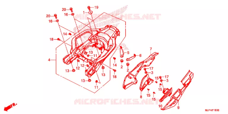 COUVERCLE LATERAL - PORTE BAGAGE ARRIERE Honda MOTO 1000 AFRICA-TWIN 2016  CRF1000AG