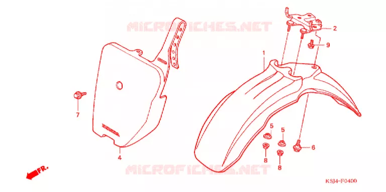 GARDE BOUE AVANT Honda MOTO 100 CRF 2004  CRF100F4