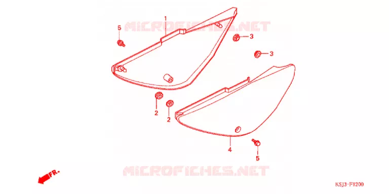 COUVERCLES LATERAUX Honda MOTO 100 CRF 2005  CRF100F5