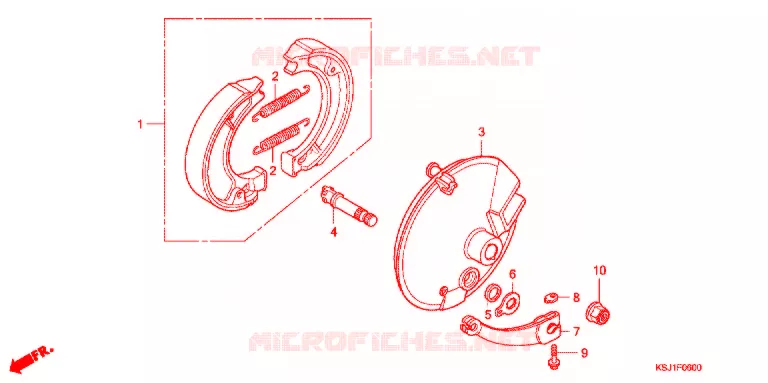 FLASQUE - MACHOIRES DE FREIN AVANT Honda MOTO 100 CRF 2005  CRF100F5