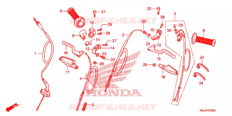 LEVIER DE GUIDON - CABLE Honda MOTO 100 CRF 2010  CRF100FA