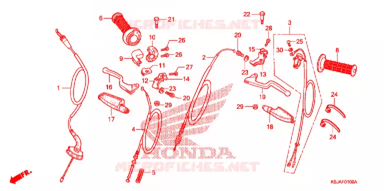 LEVIER DE GUIDON - CABLE Honda MOTO 100 CRF 2011  CRF100FB
