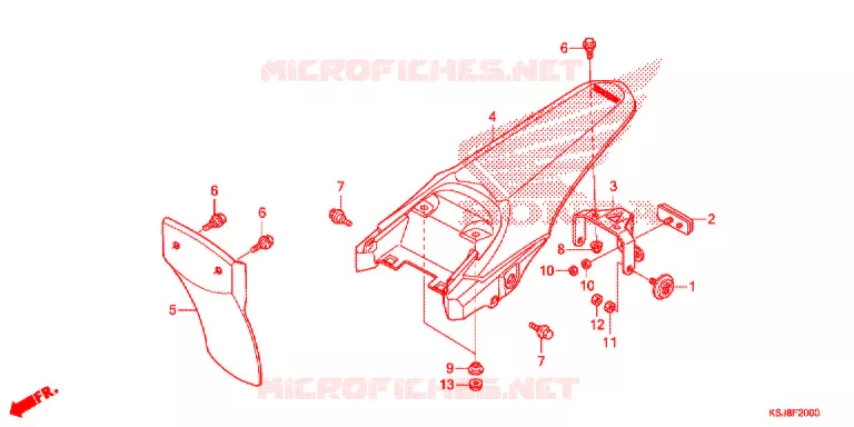 GARDE-BOUE ARRIERE Honda MOTO 100 CRF 2013  CRF100FD