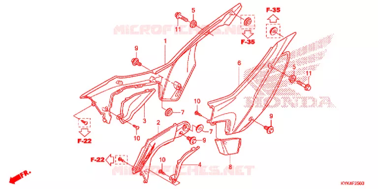 COUVERCLES LATERAUX Honda MOTO 110 CRF 2013  CRF110FD
