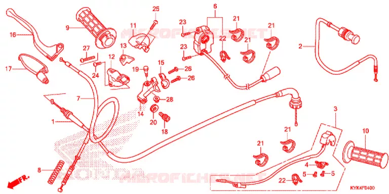 LEVIER DE GUIDON - CABLE - COMMODO Honda MOTO 110 CRF 2013  CRF110FD