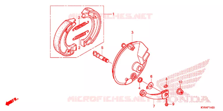 FLASQUE - MACHOIRES DE FREIN AVANT Honda MOTO 110 CRF 2014  CRF110FE