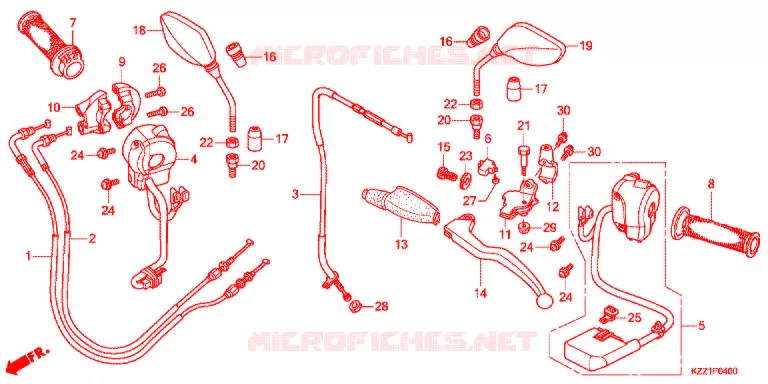 LEVIER DE GUIDON - CABLE - COMMODO Honda MOTO 250 CRF 2015  CRF250MF
