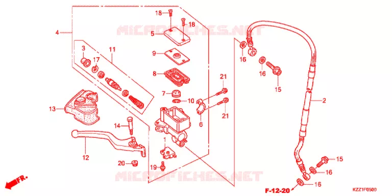 MAITRE CYLINDRE DE FREIN AVANT Honda MOTO 250 CRF 2015  CRF250MF