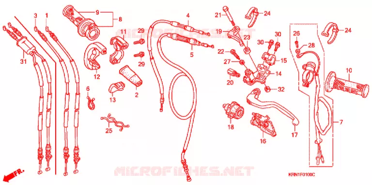 LEVIER DE GUIDON - CABLE - COMMODO Honda MOTO 250 CRF 2008  CRF250R8