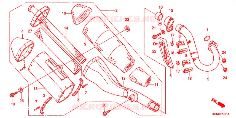 SILENCIEUX D'ECHAPPEMENT (CRF250RB/C/D) Honda MOTO 250 CRF 2012  CRF250RC