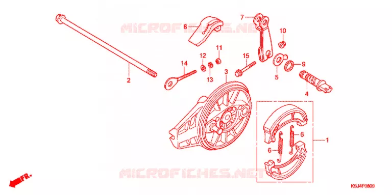 FLASQUE - MACHOIRES DE FREIN ARRIERE Honda MOTO 100 CRF 2005  CRF100F5