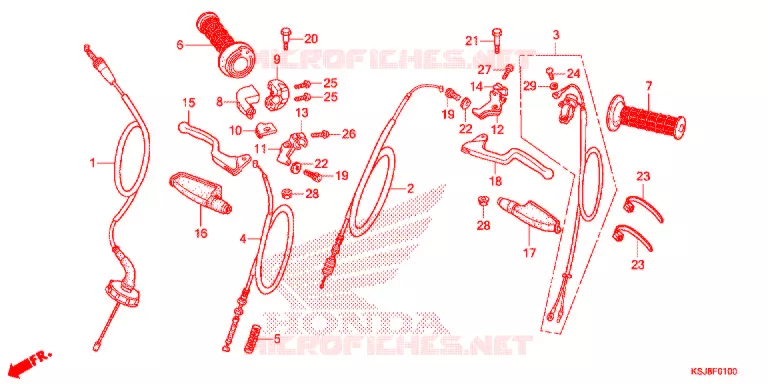 LEVIER DE GUIDON - CABLE Honda MOTO 100 CRF 2013  CRF100FD