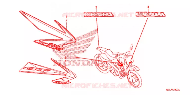 AUTOCOLLANTS ('08/'09) Honda MOTO 50 CRF 2008  CRF50F8