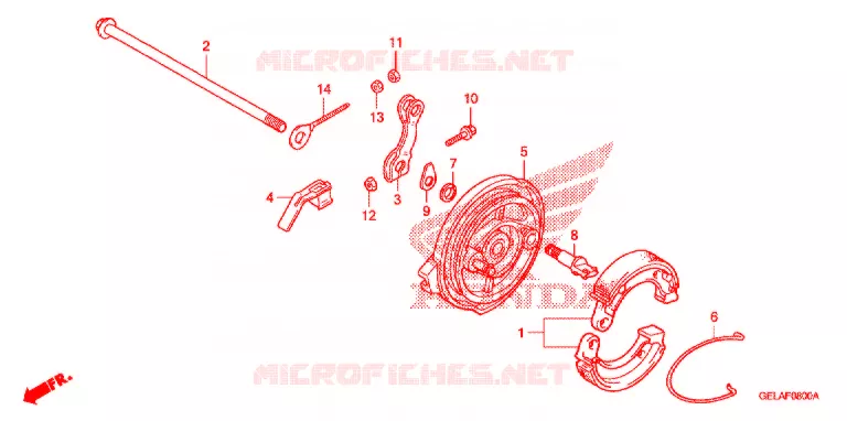 FLASQUE - MACHOIRES DE FREIN ARRIERE Honda MOTO 50 CRF 2011  CRF50FB
