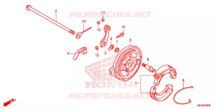 FLASQUE - MACHOIRES DE FREIN ARRIERE Honda MOTO 50 CRF 2014  CRF50FE