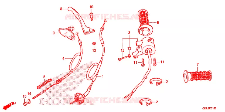 LEVIER DE GUIDON - CABLE - COMMODO Honda MOTO 50 CRF 2015  CRF50FF