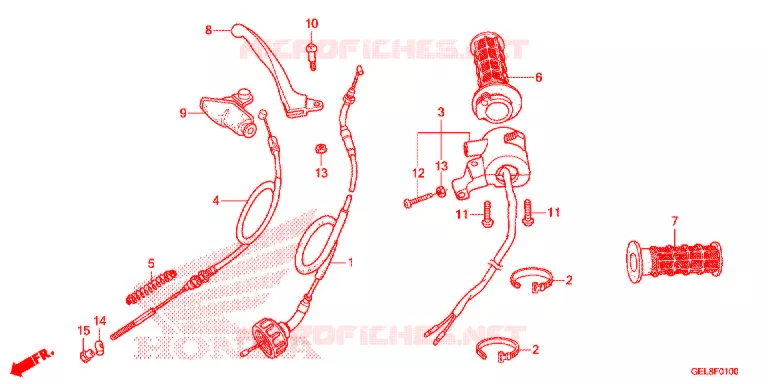 LEVIER DE GUIDON - CABLE - COMMODO Honda MOTO 50 CRF 2016  CRF50FG