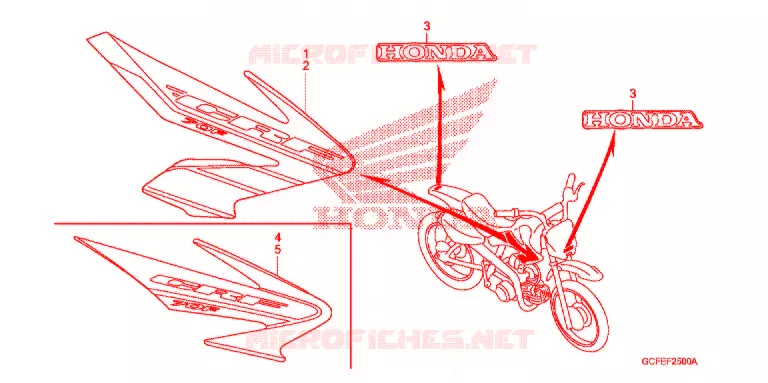AUTOCOLLANTS ('04/'05) Honda MOTO 70 CRF 2004  CRF70F4
