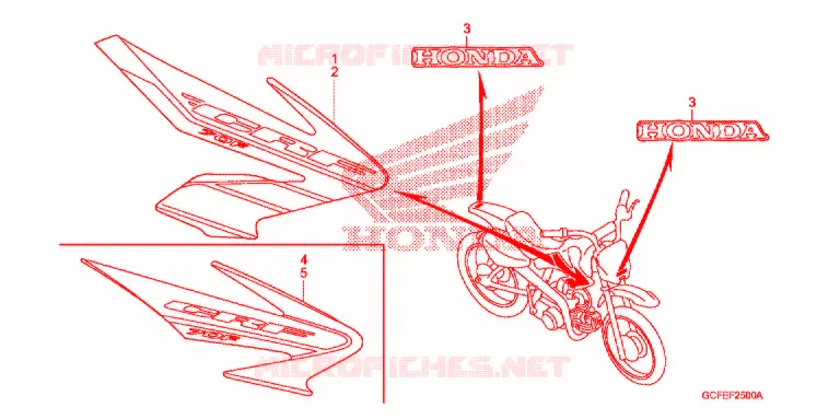 AUTOCOLLANTS ('04/'05) Honda MOTO 70 CRF 2005  CRF70F5