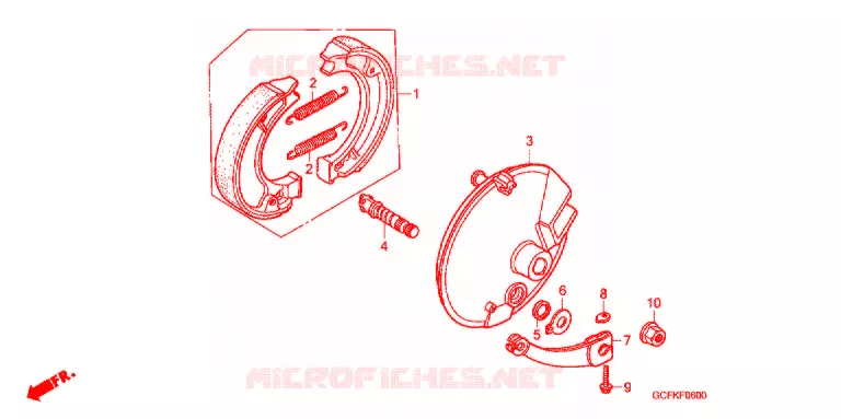 FLASQUE - MACHOIRES DE FREIN AVANT Honda MOTO 70 CRF 2005  CRF70F5