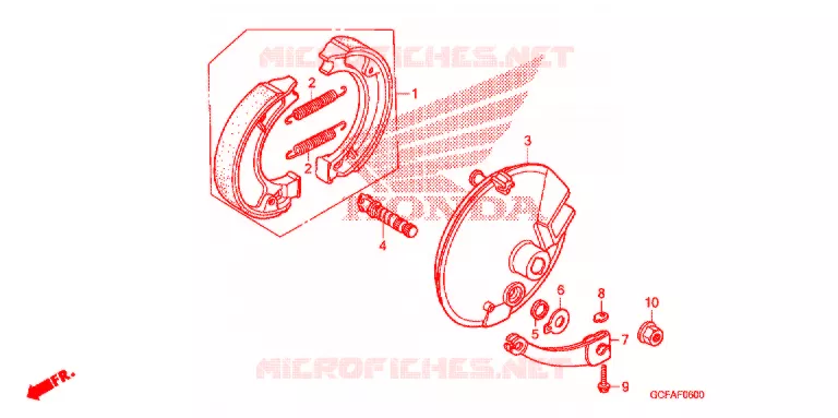 FLASQUE - MACHOIRES DE FREIN AVANT Honda MOTO 70 CRF 2010  CRF70F9