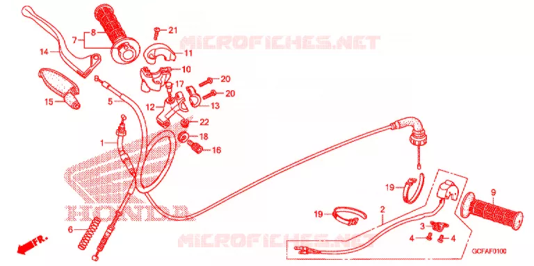 LEVIER DE GUIDON - CABLE - COMMODO Honda MOTO 50 CRF 2011  CRF70FB