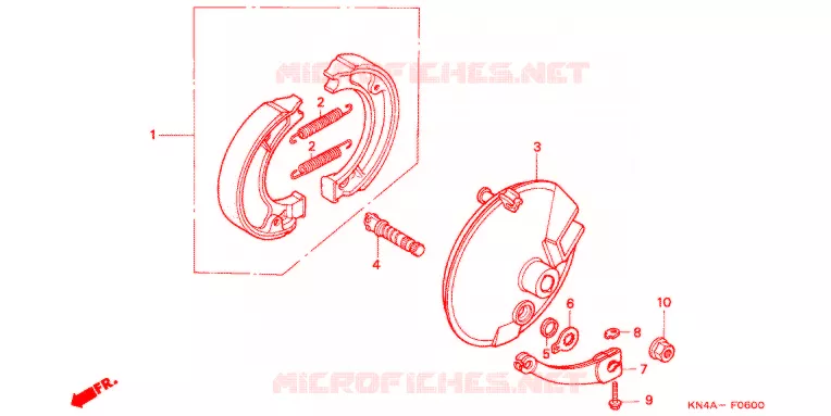 FLASQUE - MACHOIRES DE FREIN AVANT Honda MOTO 80 CRF 2005  CRF80F5
