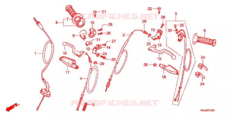 LEVIER DE GUIDON - CABLE Honda MOTO 80 CRF 2006  CRF80F6