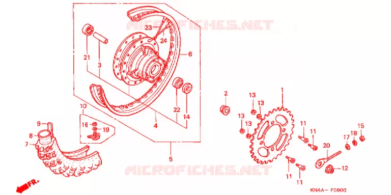 ROUE ARRIERE Honda MOTO 80 CRF 2006  CRF80F6
