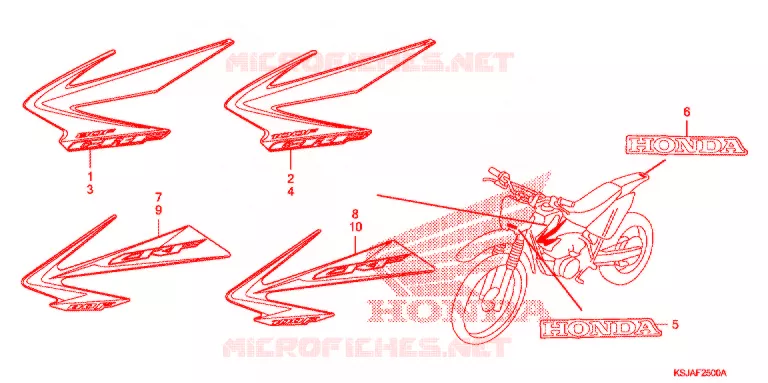 AUTOCOLLANTS (CRF80F'08-'10/CRF100F'08-'10) Honda MOTO 80 CRF 2010  CRF80F9