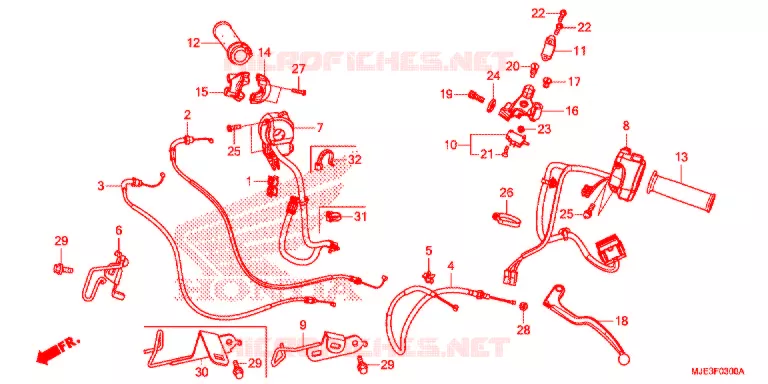 LEVIER DE GUIDON - CABLE - COMMODO Honda MOTO 650 CBR 2017  CBR650FAH