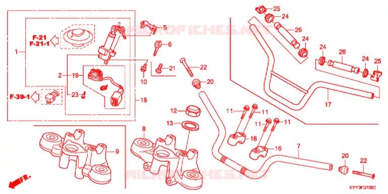 GUIDON - TE DE FOURCHE Honda MOTO 125 ACE 2017  CGX125SHH