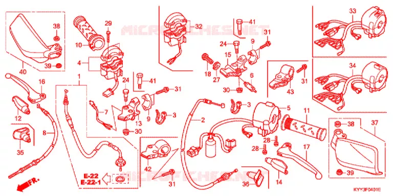LEVIER DE GUIDON - CABLE - COMMODO (2) Honda MOTO 125 CG 2017  CGX125TFH