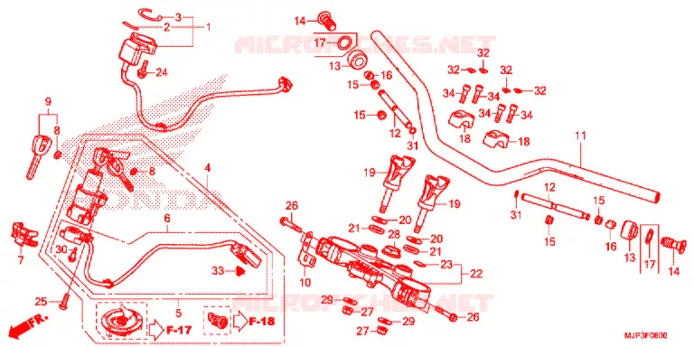 GUIDON - TE DE FOURCHE Honda MOTO 1000 AFRICA-TWIN 2017  CRF1000AH